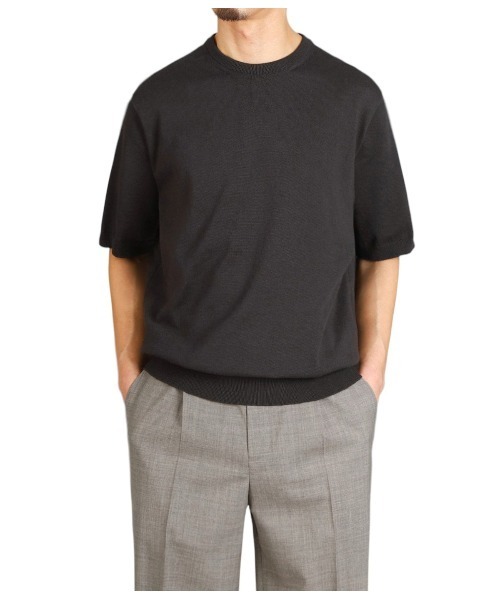 PORT BY ARK（ポートバイアーク）の「PORT BY ARK / ポートバイアーク：High Gauge Knit S/S：PO17-K002[COR]（ニット/セーター・メンズ・ブラック/ベージュ・1/2）」の21枚目の写真