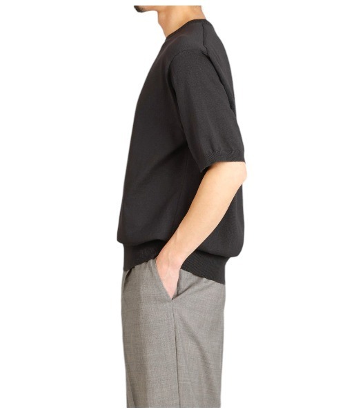 PORT BY ARK（ポートバイアーク）の「PORT BY ARK / ポートバイアーク：High Gauge Knit S/S：PO17-K002[COR]（ニット/セーター・メンズ・ブラック/ベージュ・1/2）」の22枚目の写真