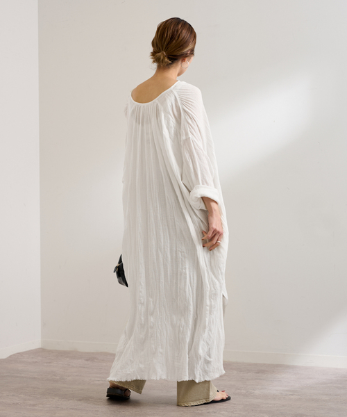 セール】コットンクレープヘンリードレス（ワンピース）｜FRAMeWORK  