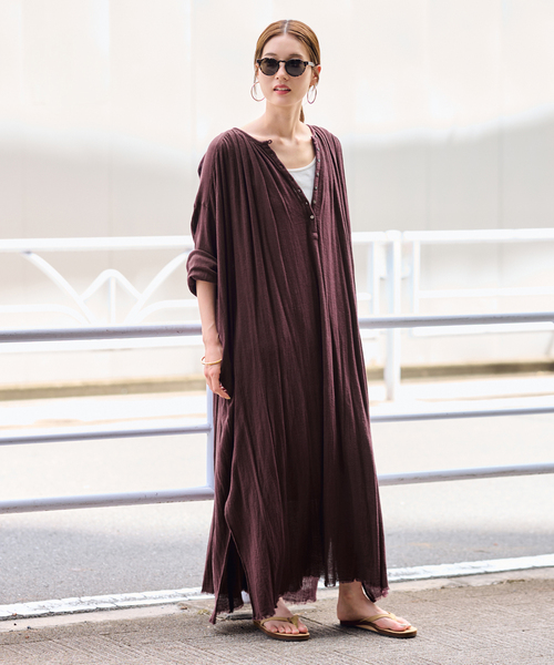 framework コットンクレープヘンリードレス FRAMeWORK｜コットンクレープヘンリードレス | Rakuten Fashion