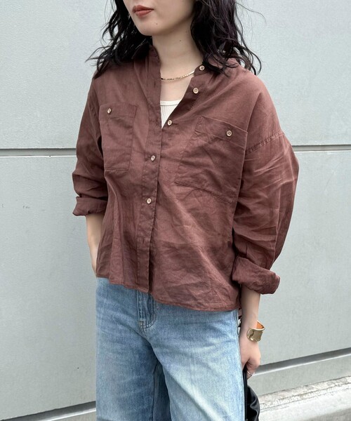 fredy emue（フレディエミュ）の「ラミークロップドシャツ（シャツ/ブラウス・レディース・サックスブルー/ベージュ/ブラウン/イエロー・38）」の10枚目の写真