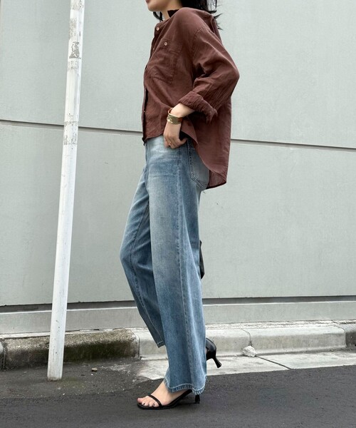 fredy emue（フレディエミュ）の「ラミークロップドシャツ（シャツ/ブラウス・レディース・サックスブルー/ベージュ/ブラウン/イエロー・38）」の12枚目の写真