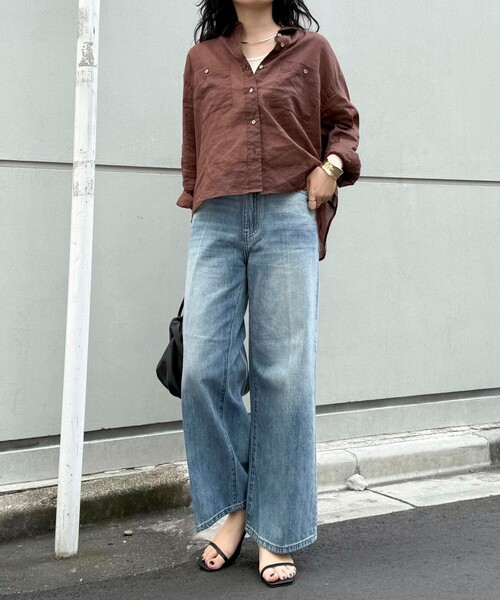 fredy emue（フレディエミュ）の「ラミークロップドシャツ（シャツ/ブラウス・レディース・サックスブルー/ベージュ/ブラウン/イエロー・38）」の14枚目の写真