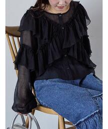 ehka sopo | シアーフリルブラウス(シャツ/ブラウス)