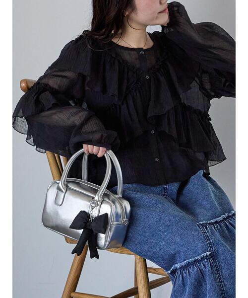 ehka sopo(エヘカソポ)の「シアーフリルブラウス(シャツ/ブラウス・レディース・ピンク/オフホワイト/ブラック・F)」の8枚目の写真