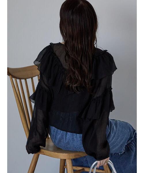 ehka sopo(エヘカソポ)の「シアーフリルブラウス(シャツ/ブラウス・レディース・ピンク/オフホワイト/ブラック・F)」の10枚目の写真