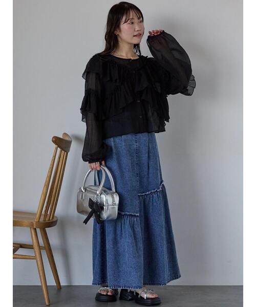 ehka sopo(エヘカソポ)の「シアーフリルブラウス(シャツ/ブラウス・レディース・ピンク/オフホワイト/ブラック・F)」の11枚目の写真