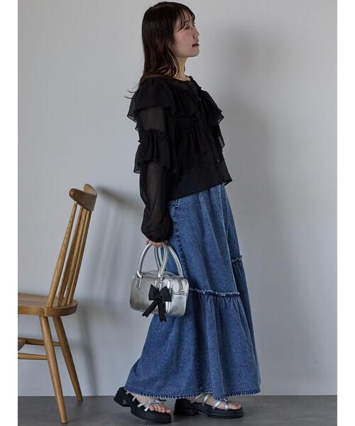 ehka sopo(エヘカソポ)の「シアーフリルブラウス(シャツ/ブラウス・レディース・ピンク/オフホワイト/ブラック・F)」の13枚目の写真