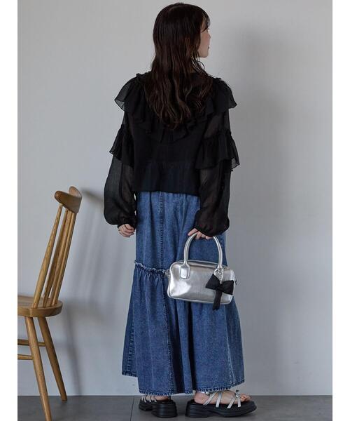 ehka sopo(エヘカソポ)の「シアーフリルブラウス(シャツ/ブラウス・レディース・ピンク/オフホワイト/ブラック・F)」の14枚目の写真