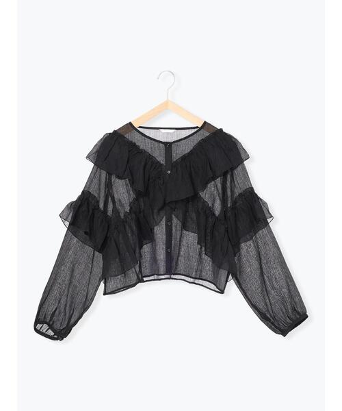 ehka sopo(エヘカソポ)の「シアーフリルブラウス(シャツ/ブラウス・レディース・ピンク/オフホワイト/ブラック・F)」の15枚目の写真