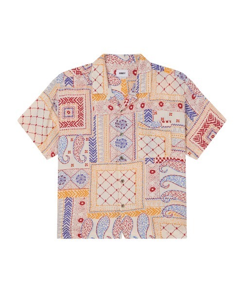 OBEY(オベイ)の「OBEY ARCHIE WOVEN SS SHIRT(オベイ アーチー ウーブン ショートスリーブ シャツ)(シャツ/ブラウス・メンズ・ベージュ系/ネイビー系・MEDIUM/LARGE/X-LARGE)」の2枚目の写真