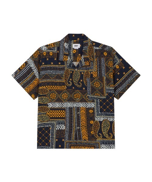 OBEY(オベイ)の「OBEY ARCHIE WOVEN SS SHIRT(オベイ アーチー ウーブン ショートスリーブ シャツ)(シャツ/ブラウス・メンズ・ベージュ系/ネイビー系・MEDIUM/LARGE/X-LARGE)」の4枚目の写真