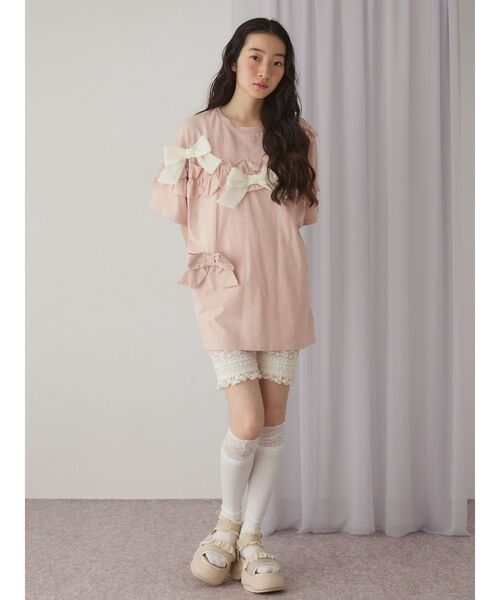 merry jenny Tシャツ リボン bbon frill big tee セール】ribbon frill big tee（Tシャツ/カットソー）｜merry