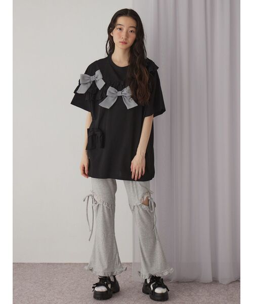 セール】ribbon frill big tee（Tシャツ/カットソー）｜merry