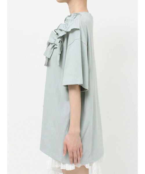 merry jenny（メリージェニー）の「ribbon frill big tee（Tシャツ/カットソー・レディース・ブルー/ピンク/オフホワイト/ブラック・FREE）」の5枚目の写真
