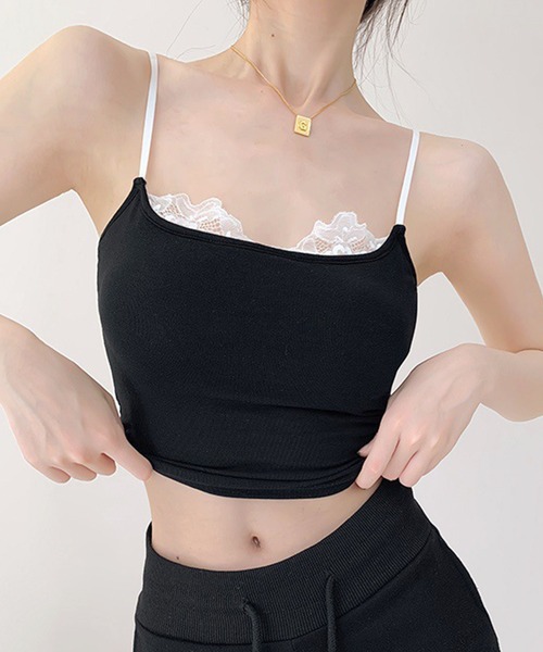 Lace Ladies(レースレディース)の「レース ドッキング フェイクレイヤード コンパクト キャミソール(キャミソール・レディース・ブラウン/ホワイト/ブラック・FREE)」の13枚目の写真