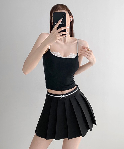 Lace Ladies(レースレディース)の「レース ドッキング フェイクレイヤード コンパクト キャミソール(キャミソール・レディース・ブラウン/ホワイト/ブラック・FREE)」の14枚目の写真