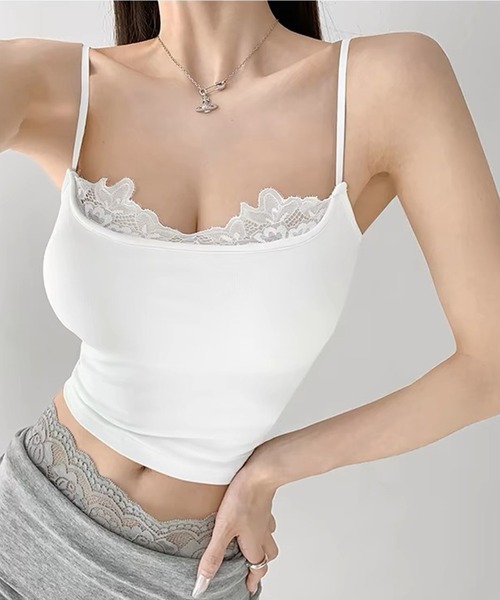 Lace Ladies(レースレディース)の「レース ドッキング フェイクレイヤード コンパクト キャミソール(キャミソール・レディース・ブラウン/ホワイト/ブラック・FREE)」の19枚目の写真