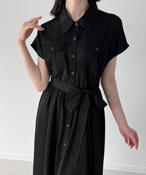 アシードンクラウド ASEEDONCLOUD ウエストリボンシャツワンピース アシードンクラウド ASEEDONCLOUD ウエストリボンシャツワンピース