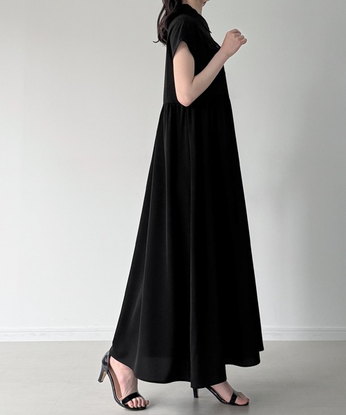 JUNOAH（ジュノア）の「ウエストリボンフレアシャツワンピース(薄手、裏地なし、ぺチスカートset)（シャツワンピース・レディース・ブルー/グレー/ブラック・SMALL/MEDIUM/LARGE）」の20枚目の写真