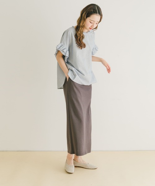 ITEMS URBANRESEARCH(アイテムズ アーバンリサーチ)の「ダブルフリルブラウス(シャツ/ブラウス・レディース・ストライプ/ホワイト/ブラウン・FREE)」の11枚目の写真