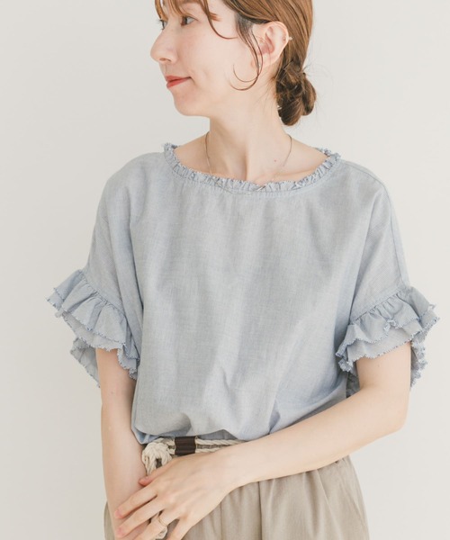 ITEMS URBANRESEARCH(アイテムズ アーバンリサーチ)の「ダブルフリルブラウス(シャツ/ブラウス・レディース・ストライプ/ホワイト/ブラウン・FREE)」の14枚目の写真