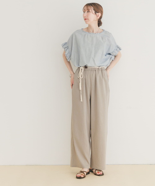 ITEMS URBANRESEARCH(アイテムズ アーバンリサーチ)の「ダブルフリルブラウス(シャツ/ブラウス・レディース・ストライプ/ホワイト/ブラウン・FREE)」の17枚目の写真