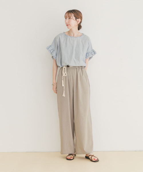 ITEMS URBANRESEARCH(アイテムズ アーバンリサーチ)の「ダブルフリルブラウス(シャツ/ブラウス・レディース・ストライプ/ホワイト/ブラウン・FREE)」の18枚目の写真