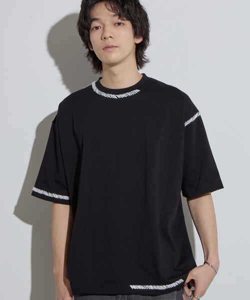 極美品✨ 完売品 24SS RISLEY シャツ×ベスト　ドッキング ブラック 25SS ビックシルエット ポリメッシュ ドロスト スキッパーシャツ