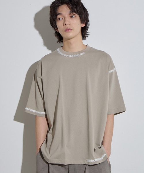SLICK(スリック)の「【SLICK/スリック】Blanket Stitch T-shirt / ブランケットステッチTシャツ(Tシャツ/カットソー・メンズ・ブラック/グレイッシュベージュ/スミクロ・1/2/3)」の21枚目の写真