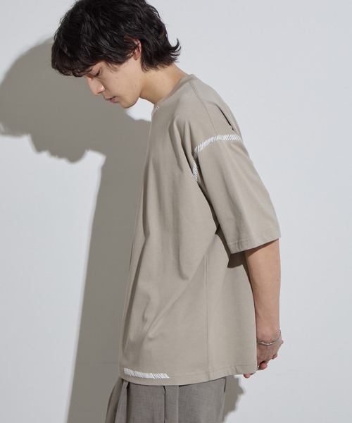 SLICK(スリック)の「【SLICK/スリック】Blanket Stitch T-shirt / ブランケットステッチTシャツ(Tシャツ/カットソー・メンズ・ブラック/グレイッシュベージュ/スミクロ・1/2/3)」の22枚目の写真
