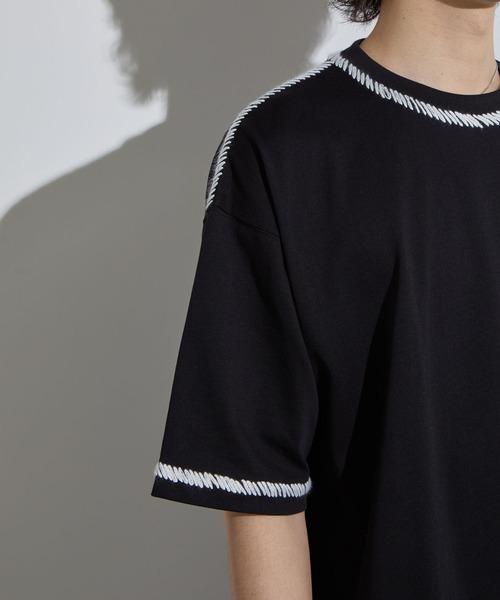 SLICK(スリック)の「【SLICK/スリック】Blanket Stitch T-shirt / ブランケットステッチTシャツ(Tシャツ/カットソー・メンズ・ブラック/グレイッシュベージュ/スミクロ・1/2/3)」の12枚目の写真
