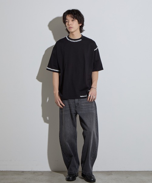 SLICK(スリック)の「【SLICK/スリック】Blanket Stitch T-shirt / ブランケットステッチTシャツ(Tシャツ/カットソー・メンズ・ブラック/グレイッシュベージュ/スミクロ・1/2/3)」の8枚目の写真