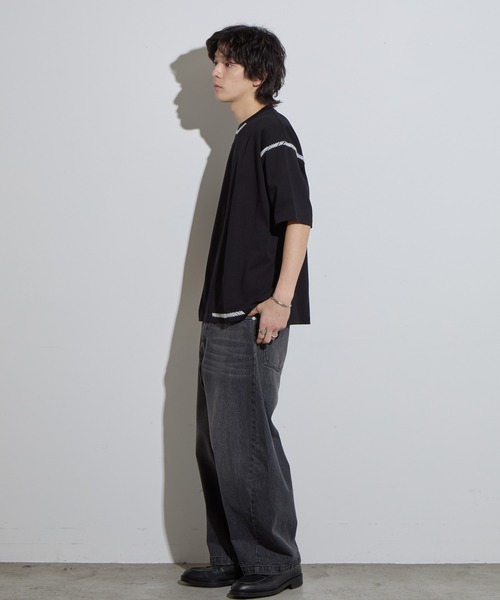 SLICK(スリック)の「【SLICK/スリック】Blanket Stitch T-shirt / ブランケットステッチTシャツ(Tシャツ/カットソー・メンズ・ブラック/グレイッシュベージュ/スミクロ・1/2/3)」の9枚目の写真