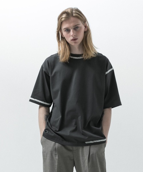 SLICK(スリック)の「【SLICK/スリック】Blanket Stitch T-shirt / ブランケットステッチTシャツ(Tシャツ/カットソー・メンズ・ブラック/グレイッシュベージュ/スミクロ・1/2/3)」の14枚目の写真