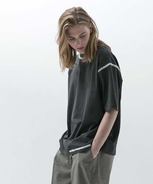 SLICK(スリック)の「【SLICK/スリック】Blanket Stitch T-shirt / ブランケットステッチTシャツ(Tシャツ/カットソー・メンズ・ブラック/グレイッシュベージュ/スミクロ・1/2/3)」の16枚目の写真
