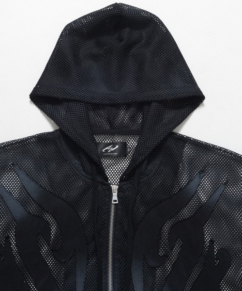 UNDERGROUND】スプレー フェード加工 メッシュ ダブル ジップパーカー