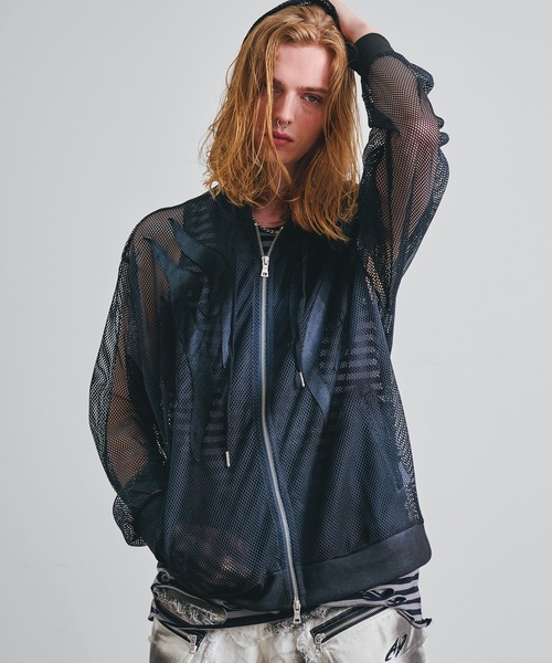 BENDER TOKYO(ベンダートウキョウ)の「【UNDERGROUND】スプレー フェード加工 メッシュ ダブル ジップパーカー(パーカー・メンズ・ブラック/グレー/ホワイト・L/M)」の10枚目の写真