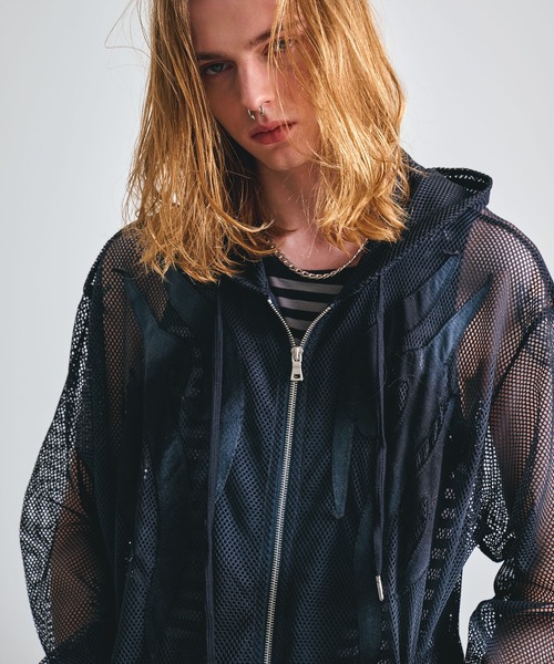BENDER TOKYO(ベンダートウキョウ)の「【UNDERGROUND】スプレー フェード加工 メッシュ ダブル ジップパーカー(パーカー・メンズ・ブラック/グレー/ホワイト・L/M)」の8枚目の写真
