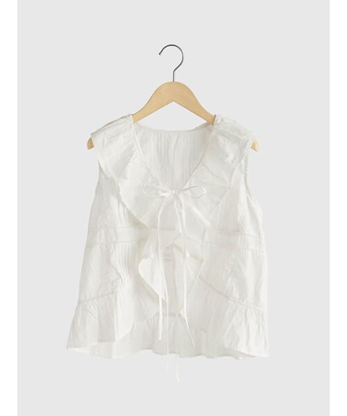 ブラウス シャツ Front ribbon frilled gilet レディース セール】Front ribbon frilled gilet（シャツ/ブラウス）｜FIKA