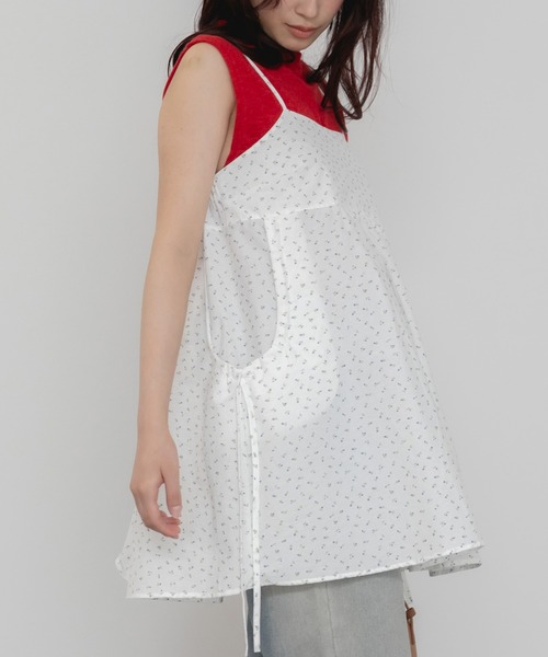 HEILIS(ヘイリス)の「【HIT ITEM!】【新色追加】花柄チュニックキャミソール/リボンノースリーブ 韓国 春服 夏服 ガーリー トレンド キャミソール ブラック ブルー イエロー ホワイト チュニック(キャミソール・レディース・イエロー/ホワイト/ブラック/ブルー・FREE)」の21枚目の写真