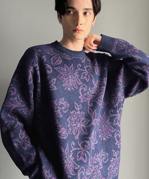 Classical Origin(クラシカルオリジン)の「【classical origin】視線を奪う、ジャガード花柄ニット/Jacquard Floral Knit Sweater(ニット/セーター・メンズ・ネイビー/アイボリー/ブラック/ブラウン・LARGE/X-LARGE/MEDIUM)」の1枚目の写真
