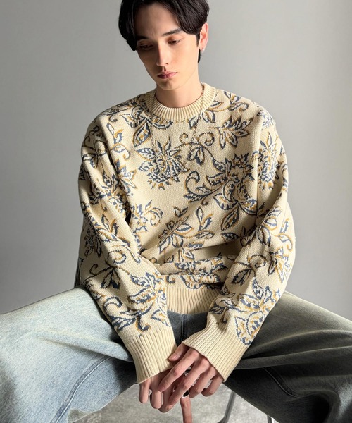 Classical Origin(クラシカルオリジン)の「【classical origin】視線を奪う、ジャガード花柄ニット/Jacquard Floral Knit Sweater(ニット/セーター・メンズ・ネイビー/アイボリー/ブラック/ブラウン・LARGE/X-LARGE/MEDIUM)」の6枚目の写真