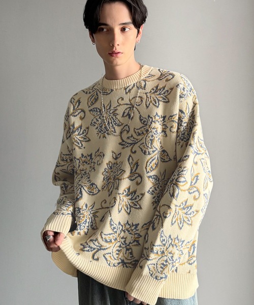Classical Origin(クラシカルオリジン)の「【classical origin】視線を奪う、ジャガード花柄ニット/Jacquard Floral Knit Sweater(ニット/セーター・メンズ・ネイビー/アイボリー/ブラック/ブラウン・LARGE/X-LARGE/MEDIUM)」の5枚目の写真