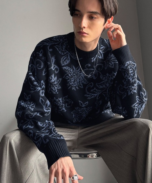 Classical Origin(クラシカルオリジン)の「【classical origin】視線を奪う、ジャガード花柄ニット/Jacquard Floral Knit Sweater(ニット/セーター・メンズ・ネイビー/アイボリー/ブラック/ブラウン・LARGE/X-LARGE/MEDIUM)」の10枚目の写真