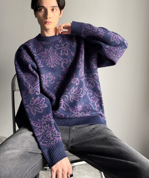 日本製レトロ古着ニューヨークジャズ×サックスビッグ刺繍アシンメトリーニットL Needles】ニードルス [今季]POLY-JQ“新古”パイソンジャガードトラック