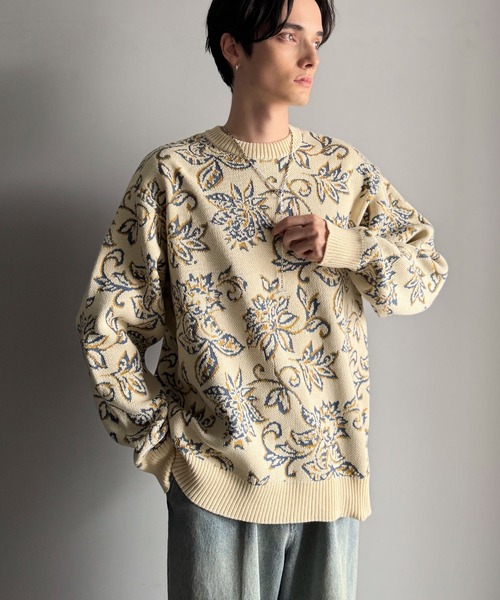 Classical Origin(クラシカルオリジン)の「【classical origin】視線を奪う、ジャガード花柄ニット/Jacquard Floral Knit Sweater(ニット/セーター・メンズ・ネイビー/アイボリー/ブラック/ブラウン・LARGE/X-LARGE/MEDIUM)」の8枚目の写真