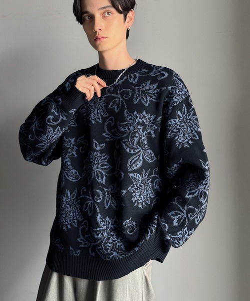 Classical Origin(クラシカルオリジン)の「【classical origin】視線を奪う、ジャガード花柄ニット/Jacquard Floral Knit Sweater(ニット/セーター・メンズ・ネイビー/アイボリー/ブラック/ブラウン・LARGE/X-LARGE/MEDIUM)」の9枚目の写真