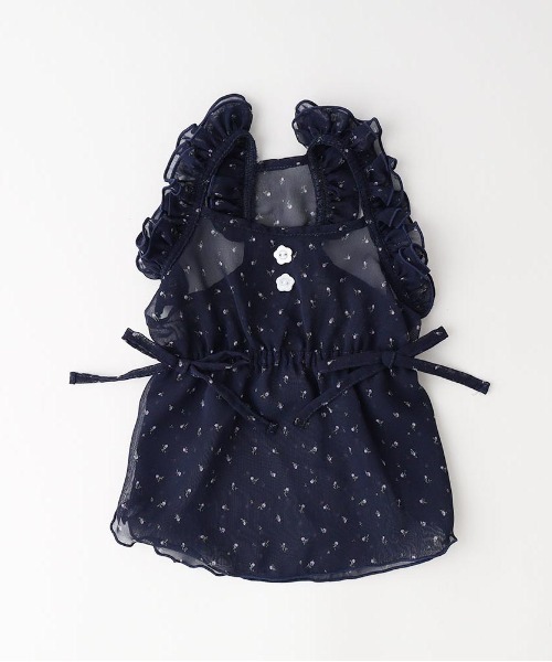 Ai様☆モルモット服 小花柄ワンピース２点&ヘタリボンヘアバンド２点 セール】冷感小花柄サイドリボンシフォンワンピース（ペット