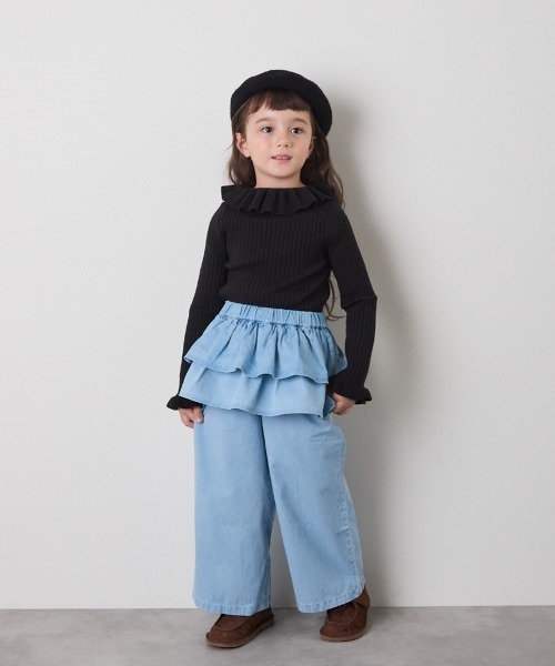 riziere（リジェール）の「ティアードフリルパンツ（その他パンツ・キッズ・ホワイト/ライトブルー・90/100/110/120/130/140/150）」の2枚目の写真